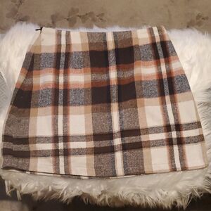 Source Unknown Plaid Mini Skirt in Brown and White